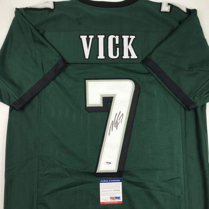 Autographed/Signed Michael Mike Vick Philadelphia Green Football Jersey PSA/DNA COA