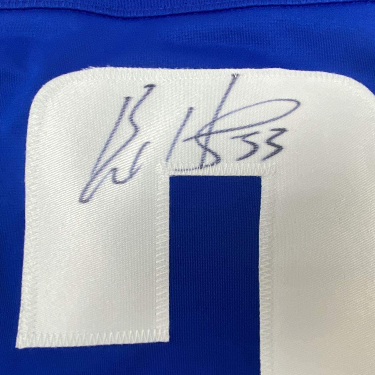 Framed Autographed/Signed Bo Horvat 35x39 Vancouver Blue Hockey Jersey Beckett BAS COA