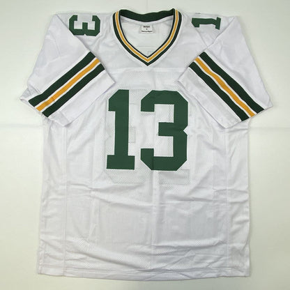 Autographed/Signed Allen Lazard Green Bay White Football Jersey Beckett BAS COA