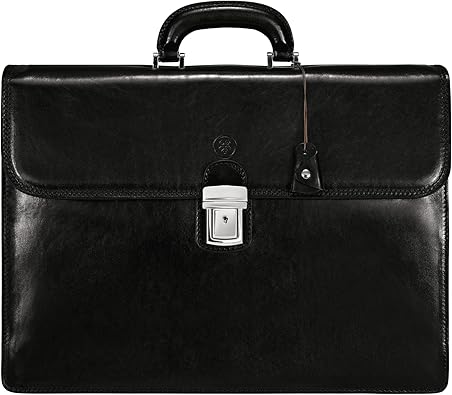Maxwell Scott - Mens Luxury Leather 16" 17" Laptop Business Briefcase and Shoulder Strap - The Paolo Large
