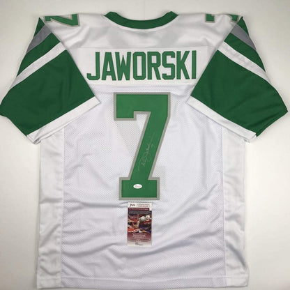 Autographed/Signed Ron Jaworski Philadelphia White Football Jersey JSA COA