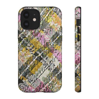 Purple Plaid Floral Artistic Tough Phone Case