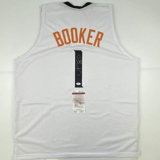 Autographed/Signed Devin Booker Phoenix White Basketball Jersey JSA COA