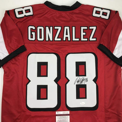 Autographed/Signed Tony Gonzalez Atlanta Red Football Jersey JSA COA