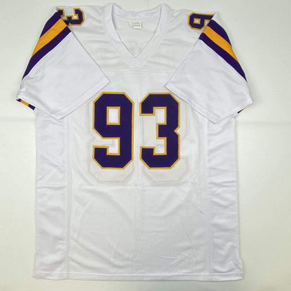 Autographed/Signed John Randle Minnesota White Football Jersey JSA COA