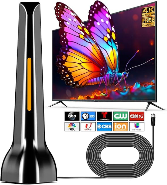 2025 Smart TV Antenna Indoor for Local Channels, Digital TV Antenna for Smart TV with Strong Magnetic Base, 360å¡ Reception HD Antennas for TV Without Cable - Supports 4K 1080p All TVs