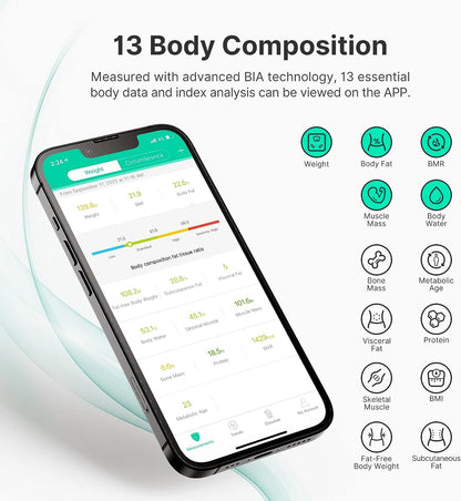 FITINDEX Smart Scale for Body Weight, Digital Bathroom Scale BMI Body Fat Scale Bluetooth Weighting Health Monitor, Accurate Body Composition Analyzer, 400lb, White