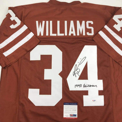 Autographed/Signed Ricky Williams 1998 Heisman Texas Orange College Football Jersey PSA/DNA COA