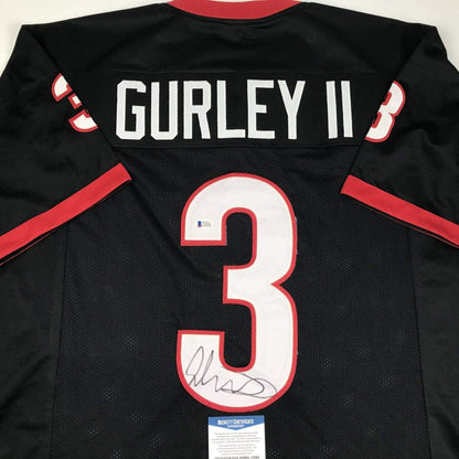 Autographed/Signed Todd Gurley Georgia Black College Football Jersey Beckett BAS COA