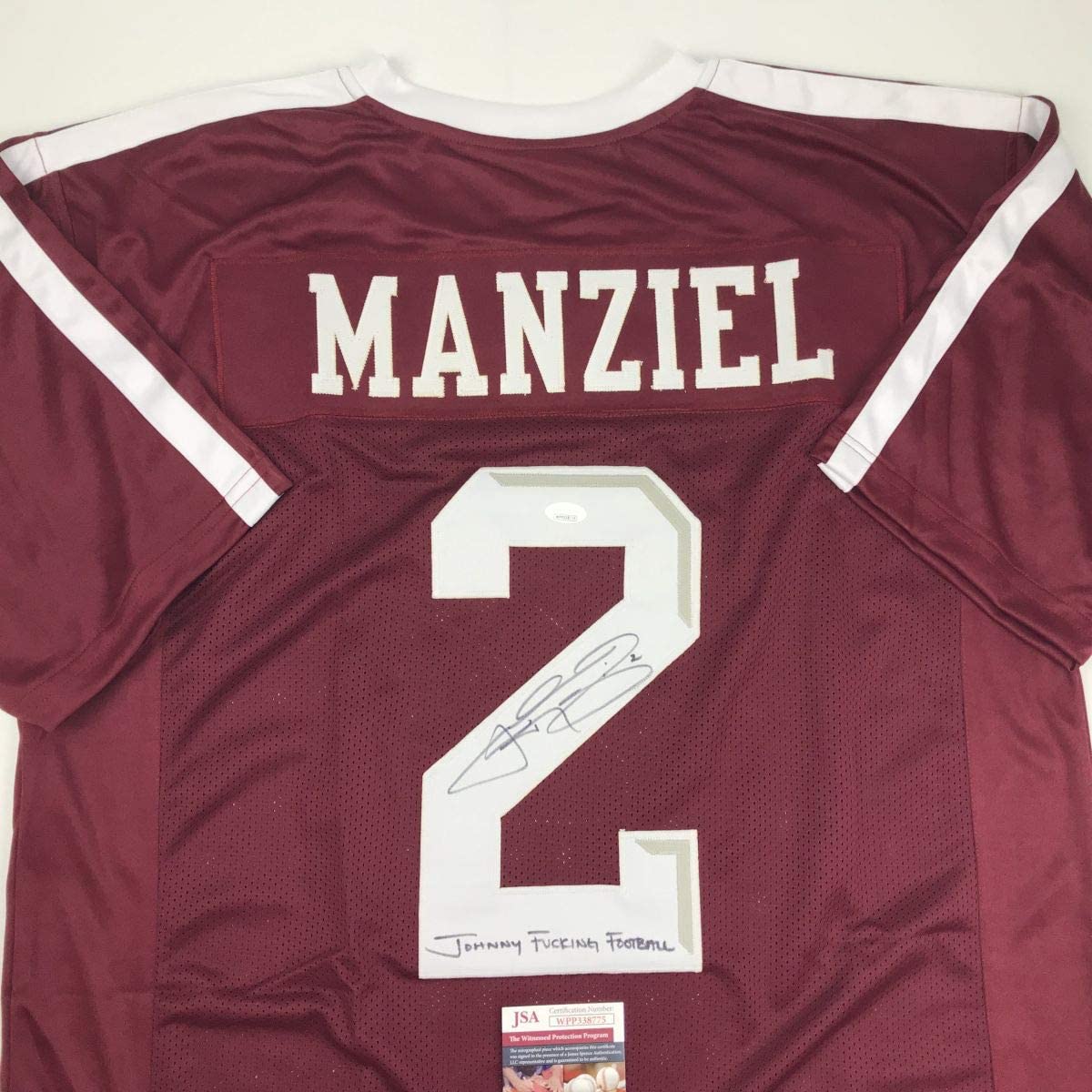 Autographed/Signed Johnny FN Football Manziel Texas A&M Maroon College Jersey JSA COA