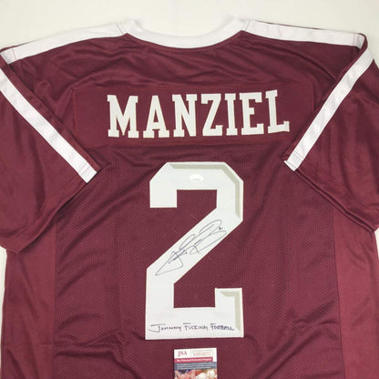 Autographed/Signed Johnny FN Football Manziel Texas A&M Maroon College Jersey JSA COA