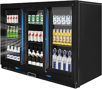 Back Bar Cooler with 3 Glass Sliding Doors, Under Counter Beverage Refrigerator, 11.5 cu.ft Mini Fridge Cooler with LED Lighting for Soda Drinks, Beer, Wine