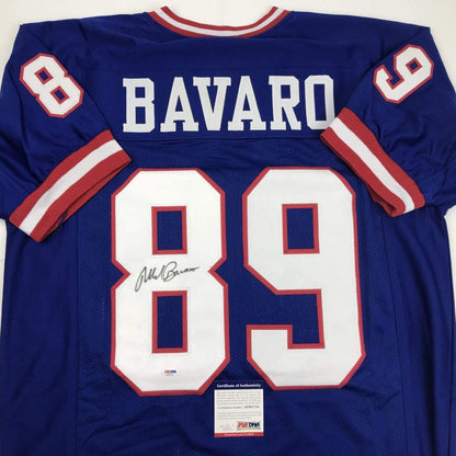 Autographed/Signed Mark Bavaro New York Blue Football Jersey PSA/DNA COA