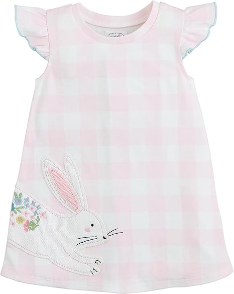 Mud Pie Baby Girls Bunny Check Tshirt Dress Pink
