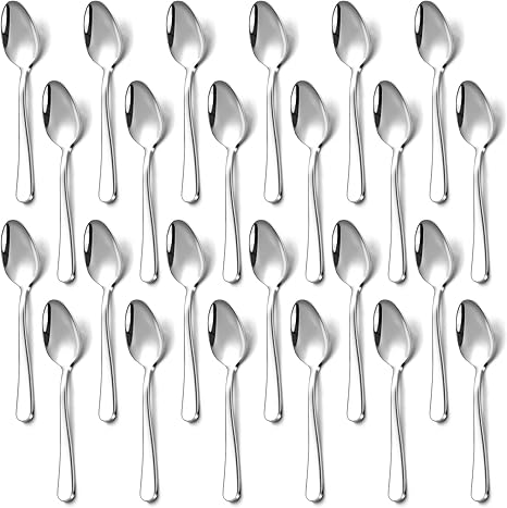 24-piece Espresso Spoon Set, 4.7-inch Mini Coffee Spoons, Stainless Steel Small Spoons for Coffee, Hot Tea, Desserts and Appetizers, Demitasse Spoons for Coffee Bar, Dishwasher Safe