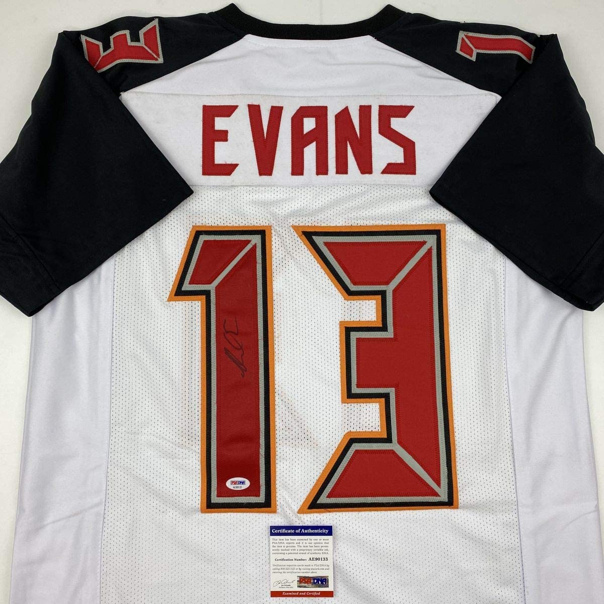 Autographed/Signed Mike Evans Tampa Bay White Football Jersey PSA/DNA COA