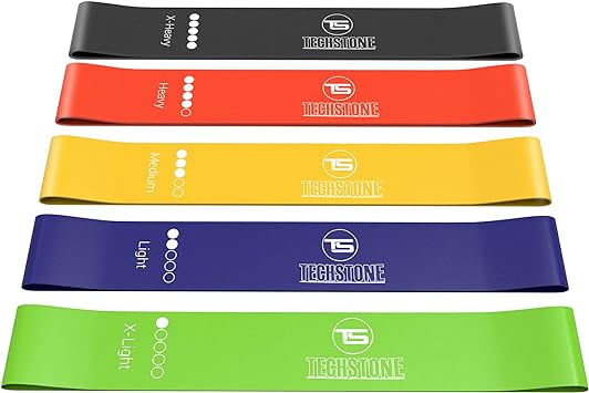 TechStone Resistance Bands Set for Men and Women, Pack of 5 Different Levels Elastic Band for Home Gym Long Exercise Workout Š—– Great Fitness Equipment for Training, Yoga Š—– Free Carrying Bag