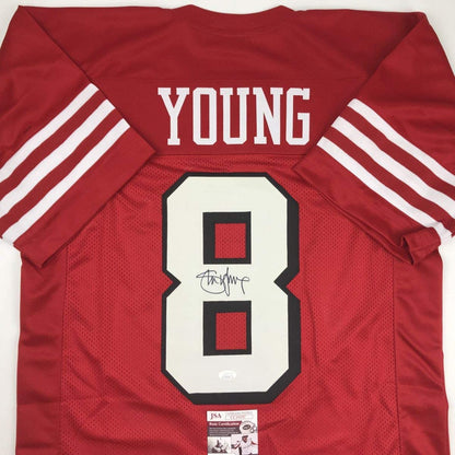 Autographed/Signed Steve Young San Francisco Red Shadow Football Jersey JSA COA