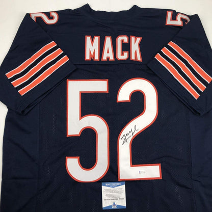 Autographed/Signed Khalil Mack Chicago Blue Football Jersey Beckett BAS COA
