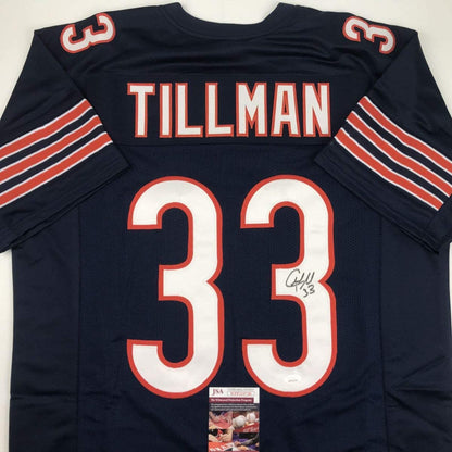 Autographed/Signed Charles Tillman Peanut Chicago Blue Football Jersey JSA COA