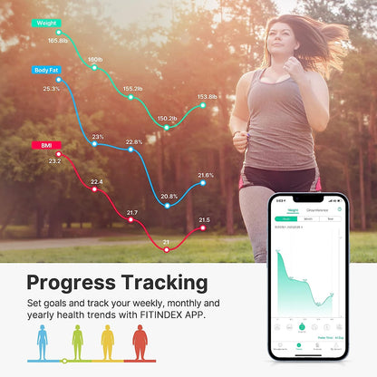 FITINDEX Smart Scale for Body Weight, Digital Bathroom Scale BMI Body Fat Scale Bluetooth Weighting Health Monitor, Accurate Body Composition Analyzer, 400lb, White