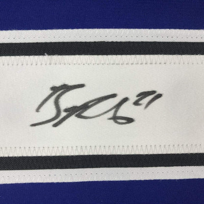 Framed Autographed/Signed Brayden Point 35x39 Tampa Bay Blue Hockey Jersey JSA COA