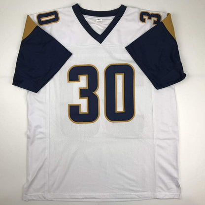 Autographed/Signed Todd Gurley II Los Angeles LA White Football Jersey Beckett BAS COA