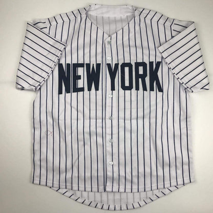 Autographed/Signed Gleyber Torres #25 New York Pinstripe Custom Baseball Jersey Beckett BAS COA