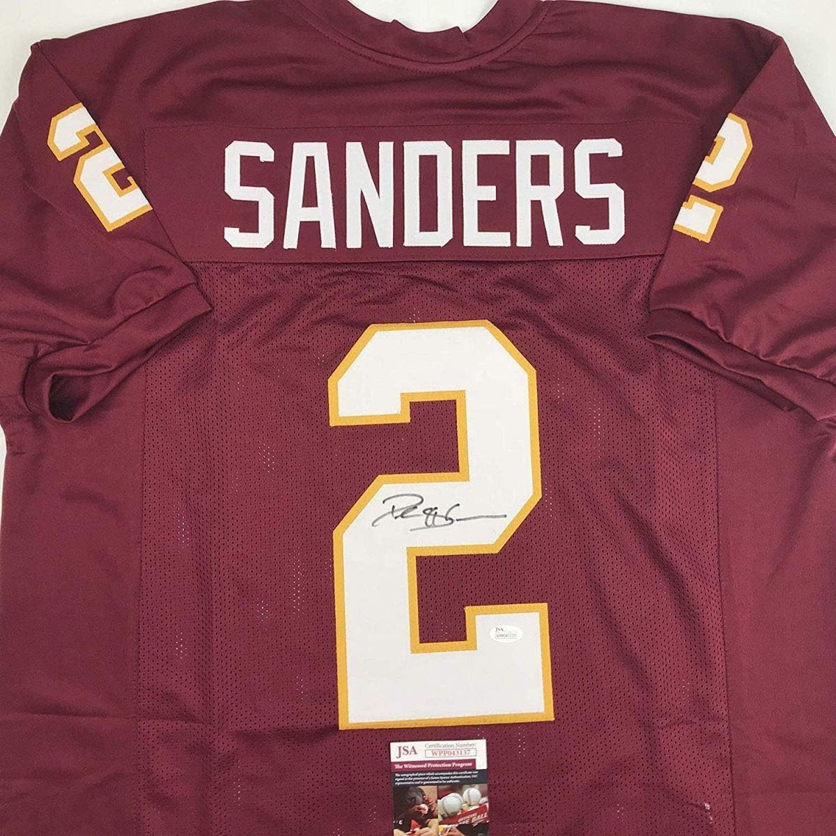 Autographed/Signed Deion Sanders Florida State FSU Maroon College Football Jersey JSA COA