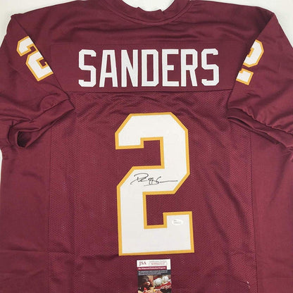 Autographed/Signed Deion Sanders Florida State FSU Maroon College Football Jersey JSA COA