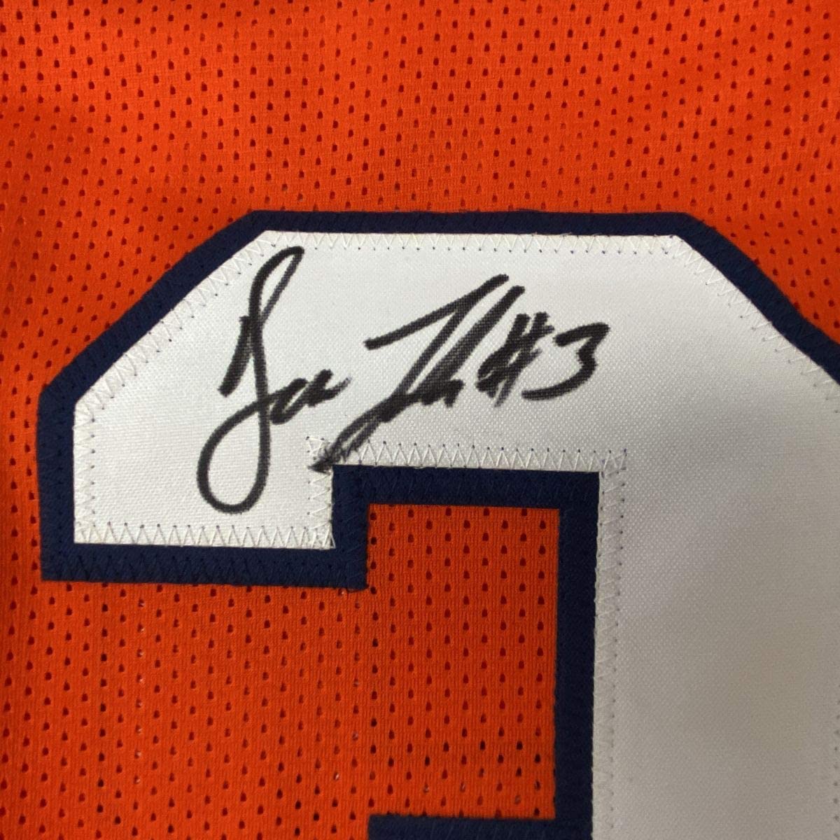 Autographed/Signed Drew Lock Denver Retro Orange Football Jersey JSA COA