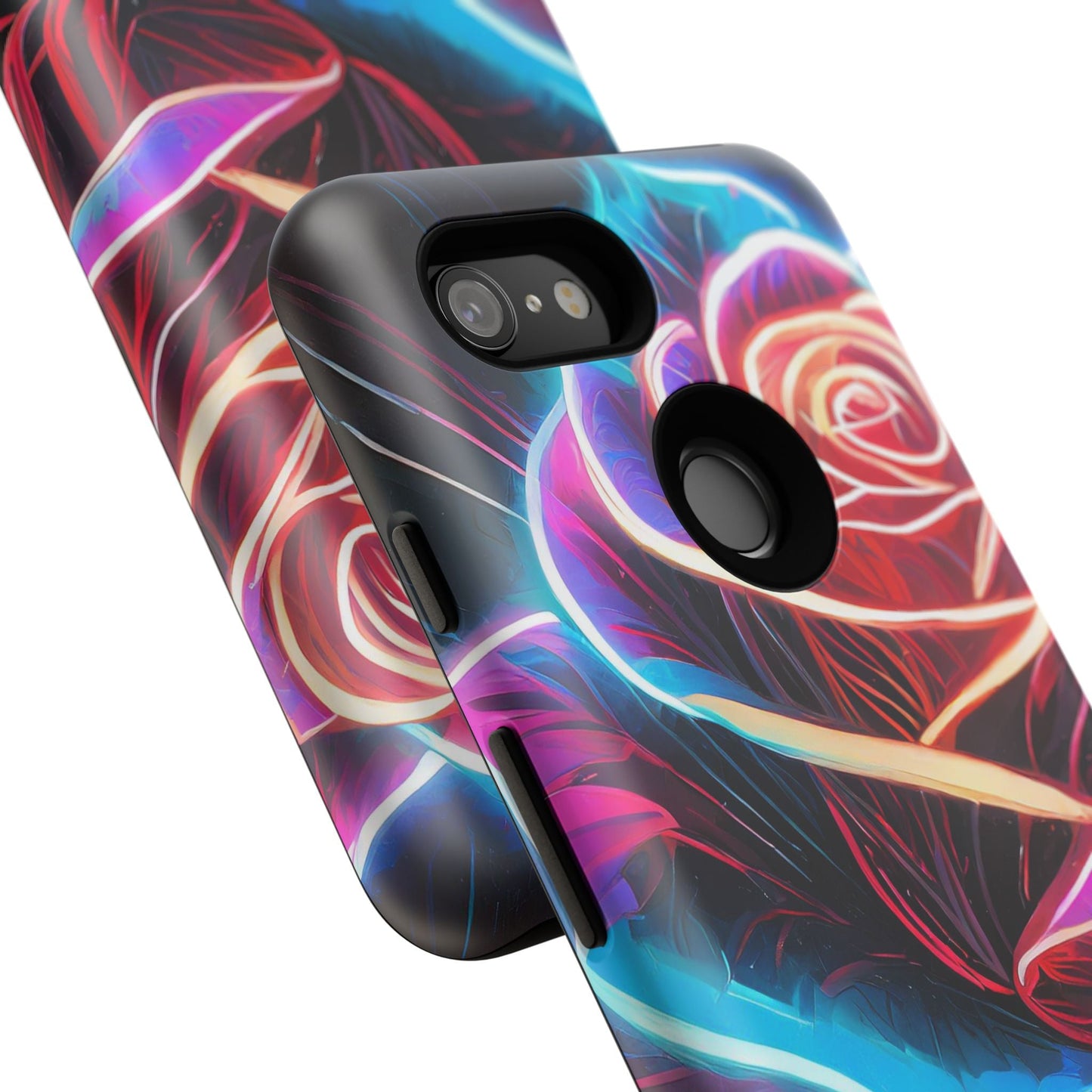 Artistic Neon Rose Tough Phone Case
