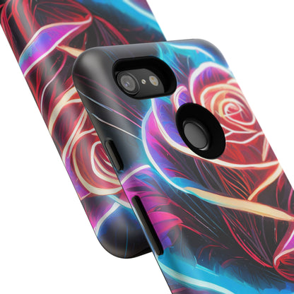 Artistic Neon Rose Tough Phone Case