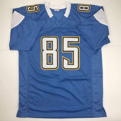 Autographed/Signed Antonio Gates Los Angeles LA Powder Blue Football Jersey Beckett BAS COA