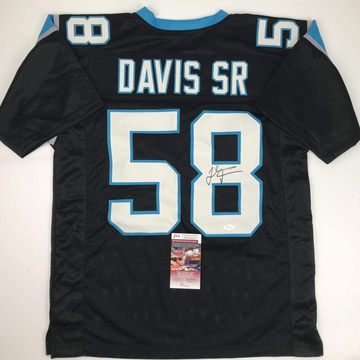 Autographed/Signed Thomas Davis Sr. Carolina Black Football Jersey JSA COA