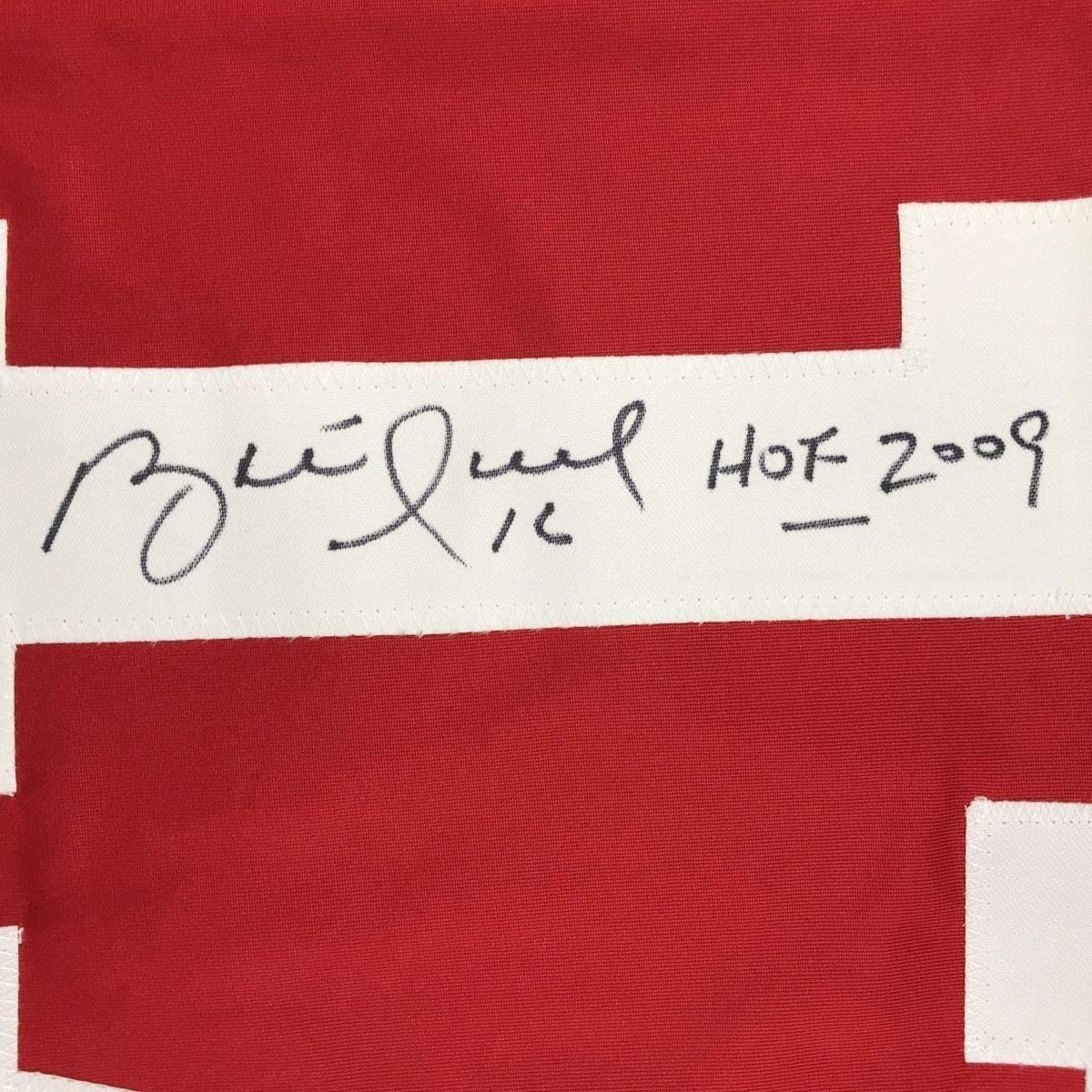 Framed Autographed/Signed Brett Hull HOF 2009 35x39 Detroit Red Hockey Jersey Beckett BAS COA