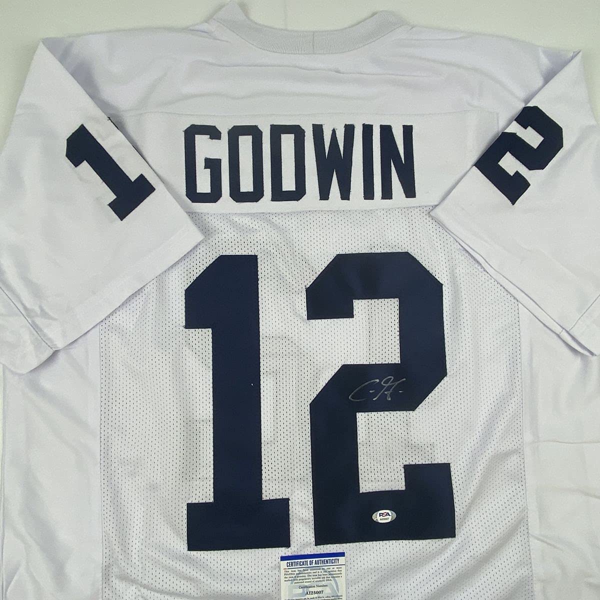 Autographed/Signed Chris Godwin Penn State White College Football Jersey PSA/DNA COA
