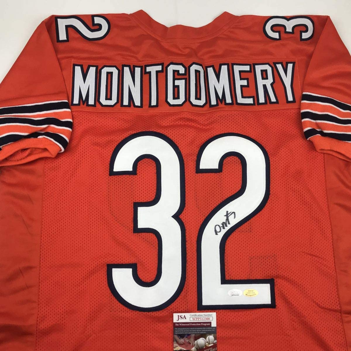 Autographed/Signed David Montgomery Chicago Bears Orange Football Jersey JSA COA