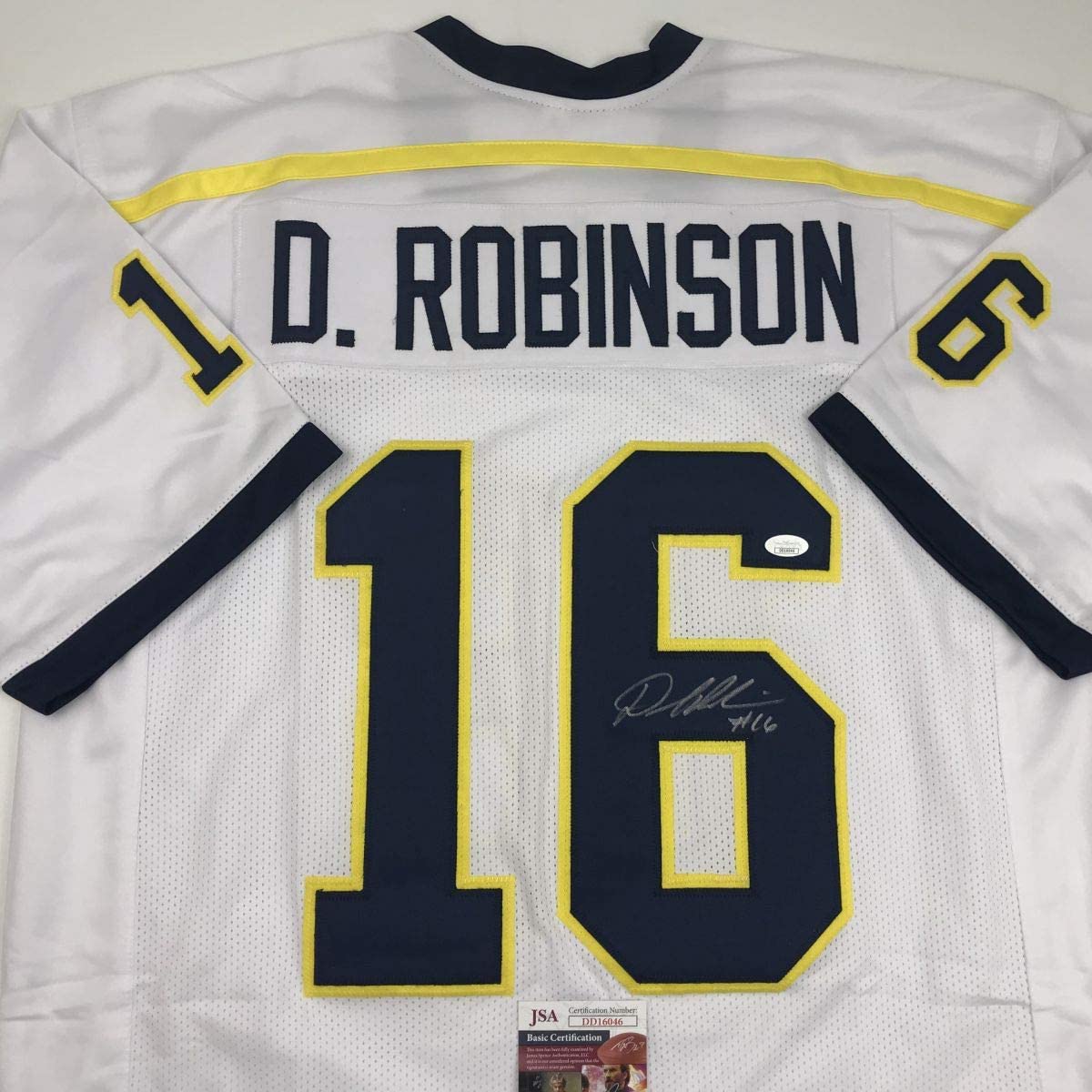 Autographed/Signed Denard Robinson Michigan White College Football Jersey JSA COA