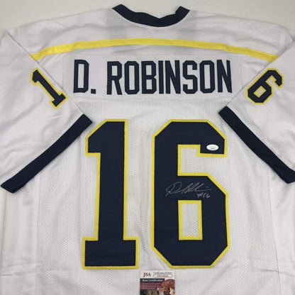Autographed/Signed Denard Robinson Michigan White College Football Jersey JSA COA