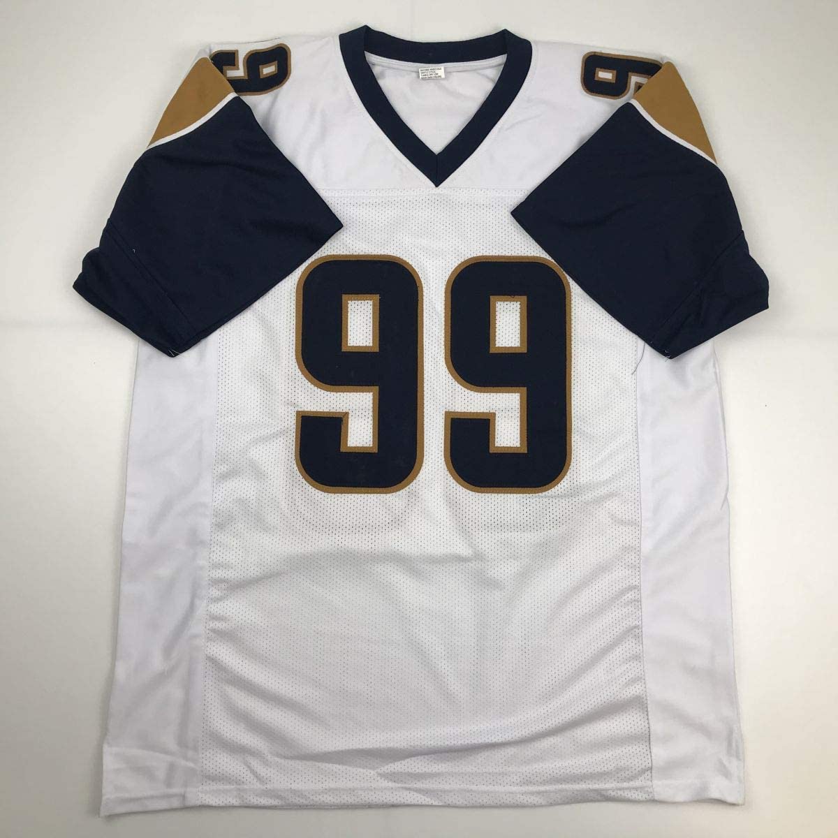 Autographed/Signed Aaron Donald Los Angeles LA White Football Jersey PSA/DNA COA