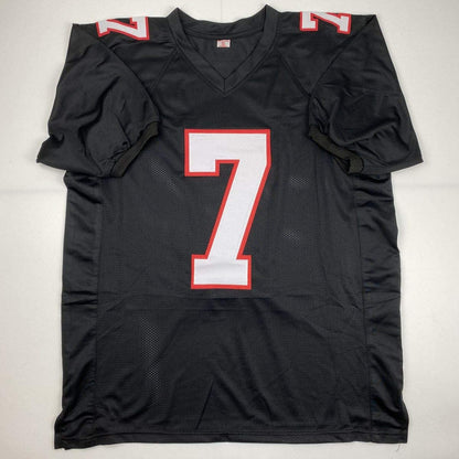 Autographed/Signed Michael Mike Vick Atlanta Retro Black Football Jersey JSA COA
