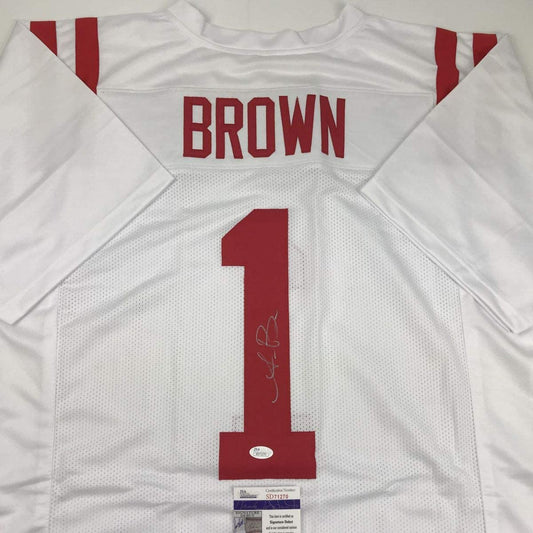 Autographed/Signed AJ A.J. Brown Ole Miss White College Football Jersey JSA COA