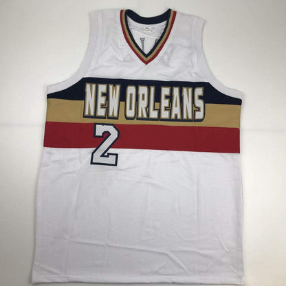 Autographed/Signed Lonzo Ball New Orleans White Basketball Jersey Beckett BAS COA