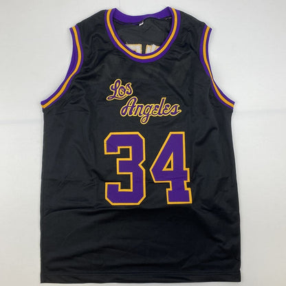 Autographed/Signed Shaquille Shaq O'Neal Los Angeles LA Black Basketball Jersey JSA COA