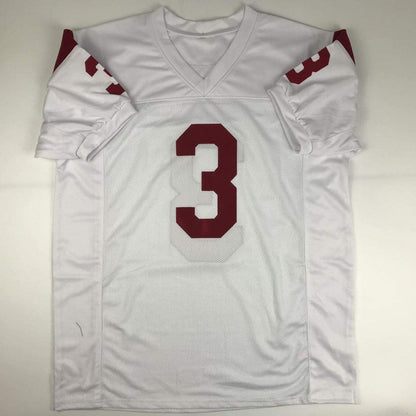 Autographed/Signed Carson Palmer Heisman 02 USC Southen Cal White College Football Jersey Beckett BAS COA