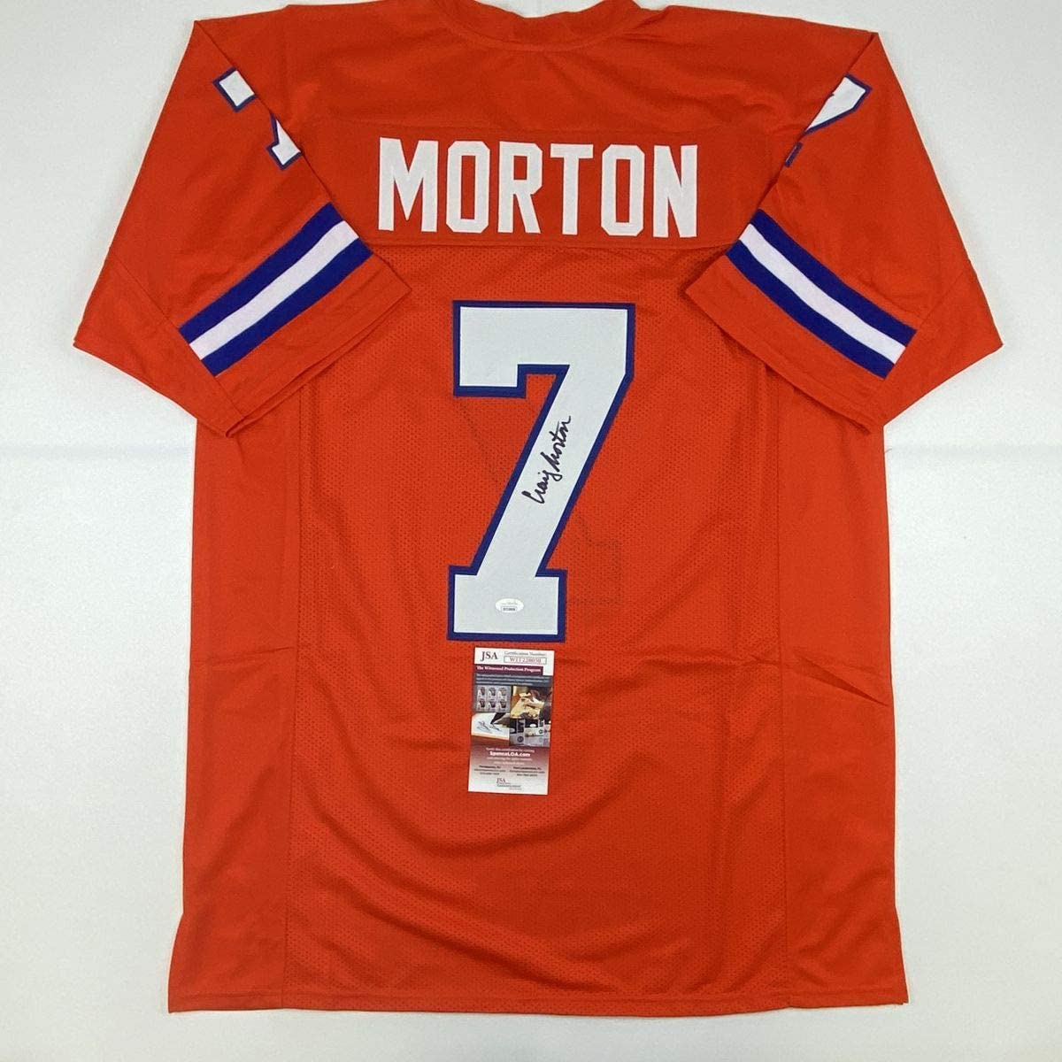 Autographed/Signed Craig Morton Denver Orange Football Jersey JSA COA