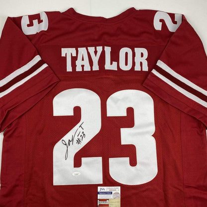 Autographed/Signed Jonathan Taylor Wisconsin Red College Football Jersey JSA COA