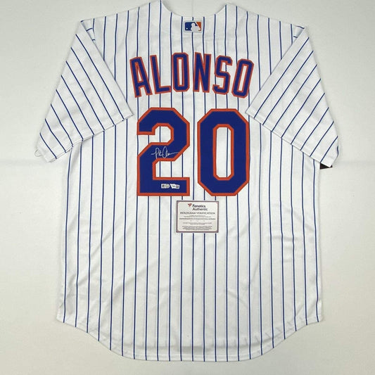 Autographed/Signed Pete Alonso New York Mets Authentic Pinstripe Nike Baseball Jersey Fanatics COA
