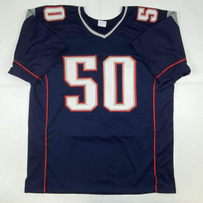 Autographed/Signed Chase Winovich New England Blue Football Jersey Beckett BAS COA